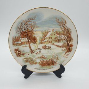 Currier and Ives Collector Plate 1987 The Homestead In Winter Vintage Decorative